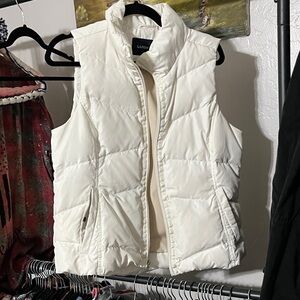 Lands' End Ivory Quilted Down Vest